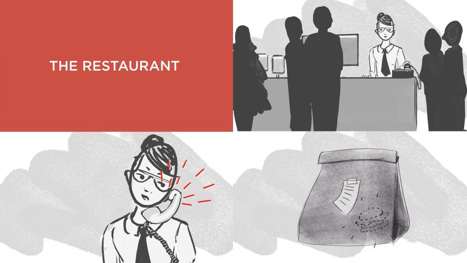 DoorDash restaurant storyboard showing customers and restaurant staff